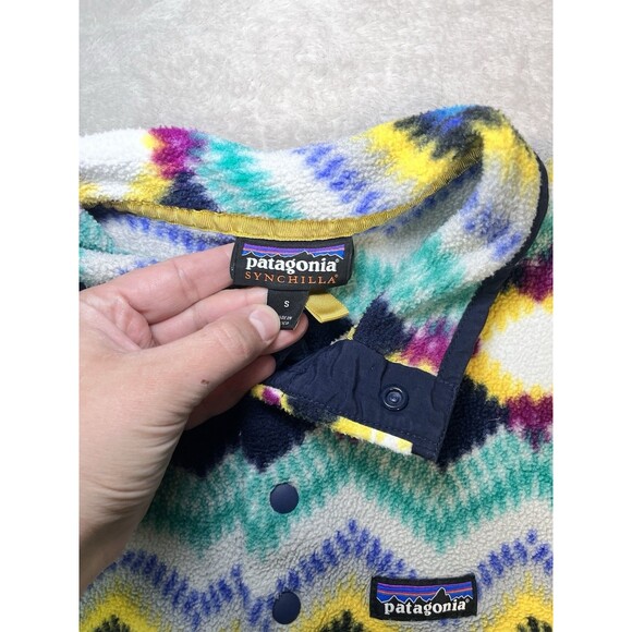 Patagonia Synchilla Snap-T Fleece Pullover Timber Twist Aztec Print S RARE - Picture 4 of 7